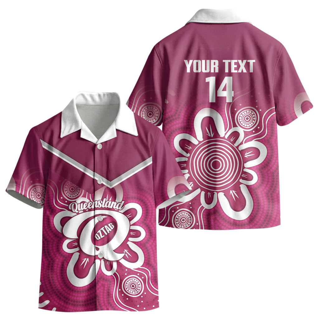 Queensland Oztag Custom Kid Hawaiian Shirt QLD Indigenous Art