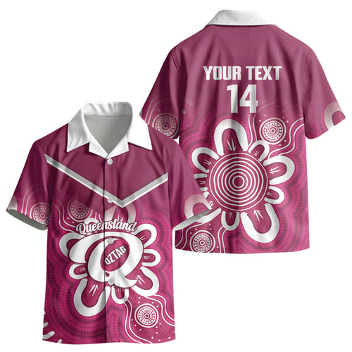 Queensland Oztag Custom Kid Hawaiian Shirt QLD Indigenous Art