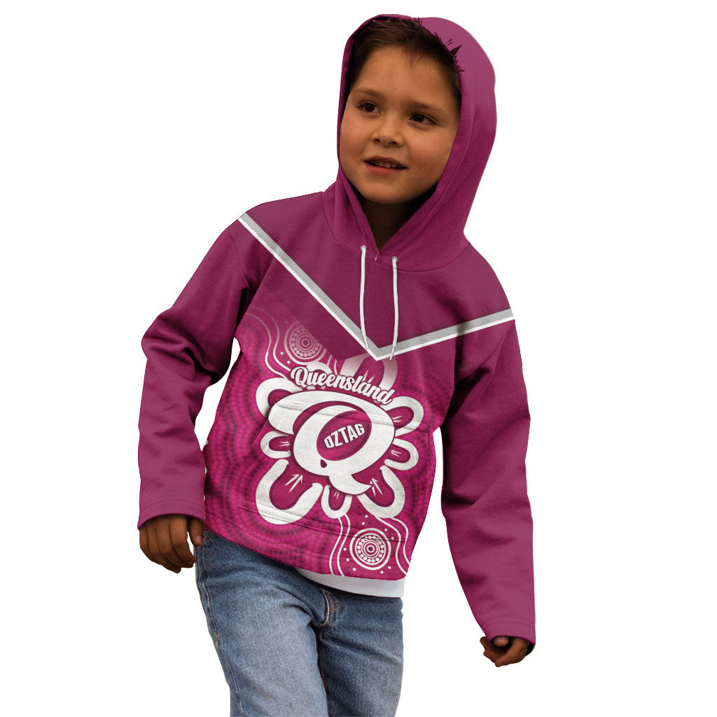 Queensland Oztag Custom Kid Hoodie QLD Indigenous Art