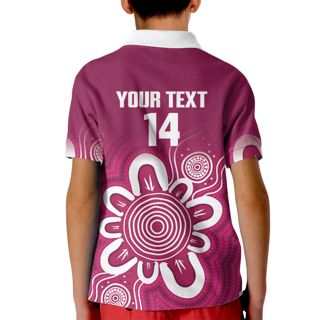 Queensland Oztag Custom Kid Polo Shirt QLD Indigenous Art
