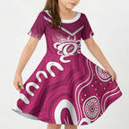 Queensland Oztag Custom Kid Short Sleeve Dress QLD Indigenous Art