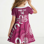 Queensland Oztag Custom Kid Short Sleeve Dress QLD Indigenous Art