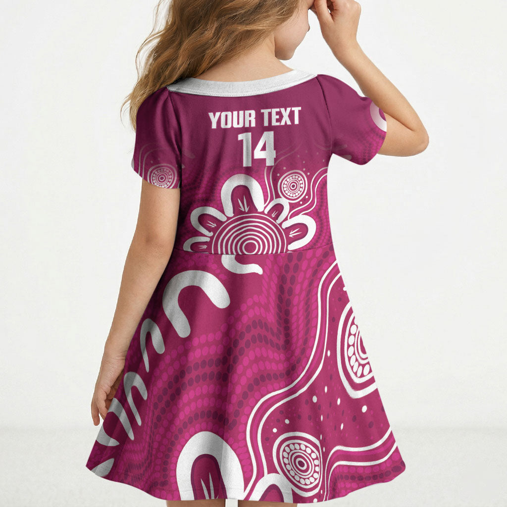 Queensland Oztag Custom Kid Short Sleeve Dress QLD Indigenous Art