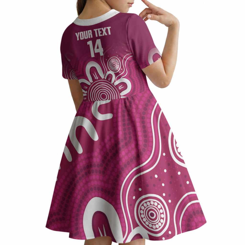Queensland Oztag Custom Kid Short Sleeve Dress QLD Indigenous Art