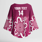 Queensland Oztag Custom Kimono Sleeve Blouse QLD Indigenous Art