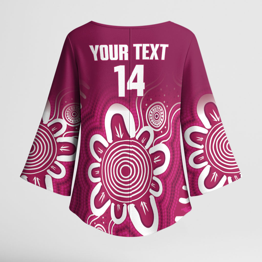 Queensland Oztag Custom Kimono Sleeve Blouse QLD Indigenous Art