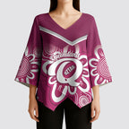 Queensland Oztag Custom Kimono Sleeve Blouse QLD Indigenous Art