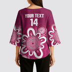 Queensland Oztag Custom Kimono Sleeve Blouse QLD Indigenous Art