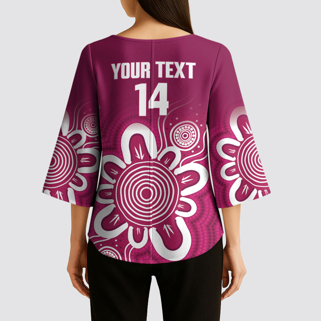 Queensland Oztag Custom Kimono Sleeve Blouse QLD Indigenous Art
