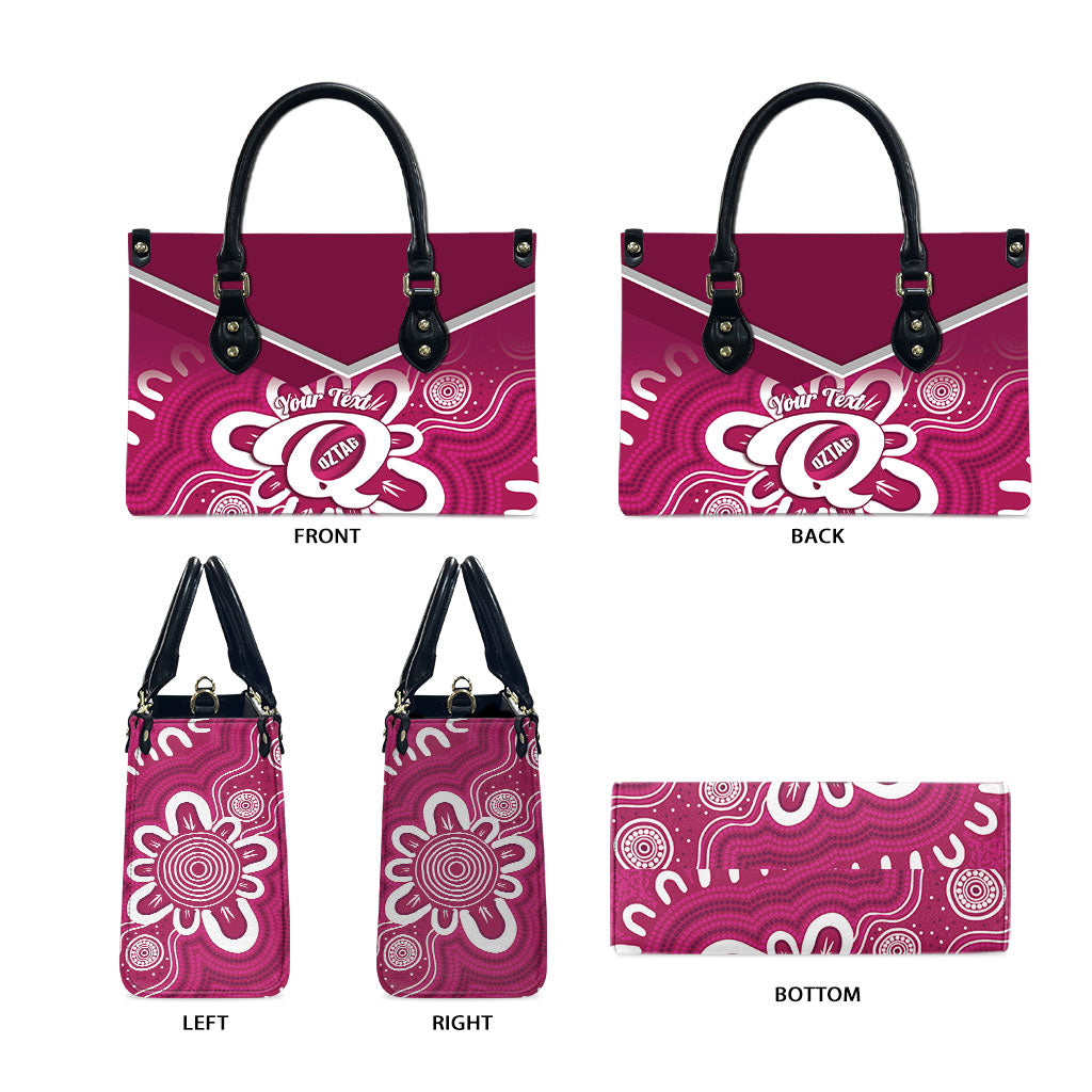 Queensland Oztag Custom Leather Bag QLD Indigenous Art