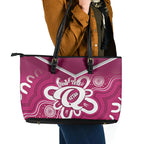 Queensland Oztag Custom Leather Tote Bag QLD Indigenous Art