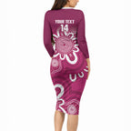 Queensland Oztag Custom Long Sleeve Bodycon Dress QLD Indigenous Art