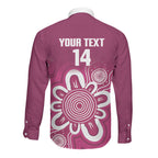 Queensland Oztag Custom Long Sleeve Button Shirt QLD Indigenous Art