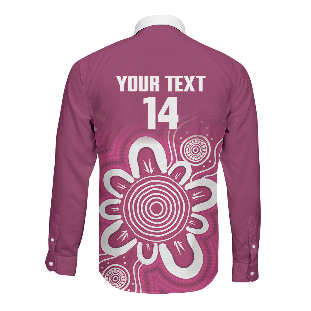Queensland Oztag Custom Long Sleeve Button Shirt QLD Indigenous Art