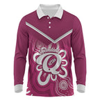 Queensland Oztag Custom Long Sleeve Polo Shirt QLD Indigenous Art