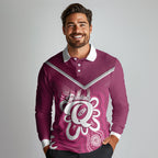 Queensland Oztag Custom Long Sleeve Polo Shirt QLD Indigenous Art