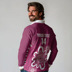Queensland Oztag Custom Long Sleeve Polo Shirt QLD Indigenous Art