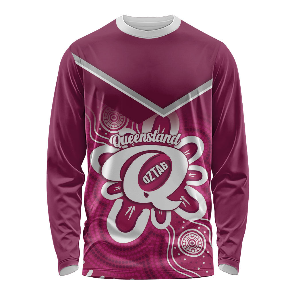 Queensland Oztag Custom Long Sleeve Shirt QLD Indigenous Art