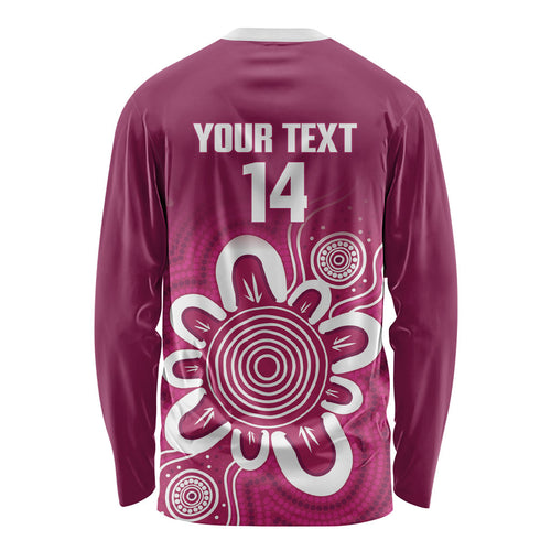 Queensland Oztag Custom Long Sleeve Shirt QLD Indigenous Art
