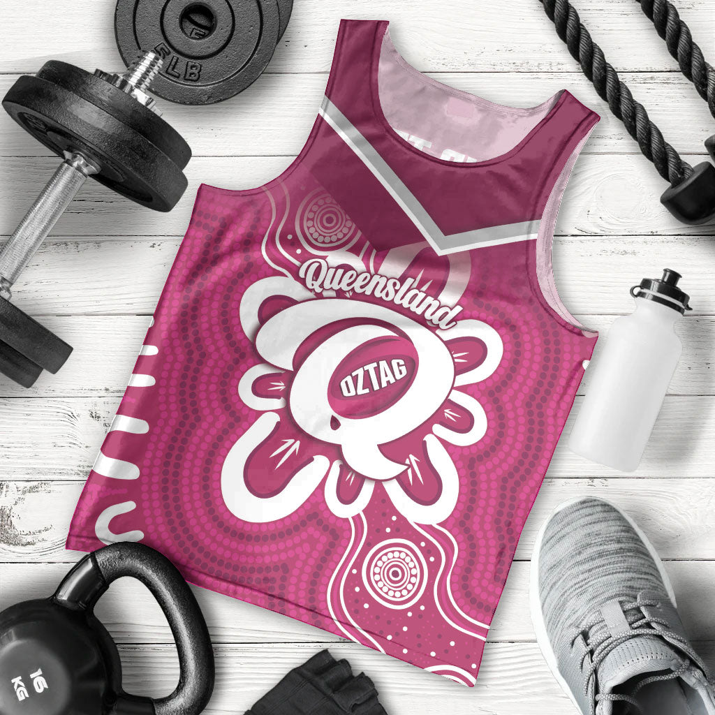 Queensland Oztag Custom Men Tank Top QLD Indigenous Art