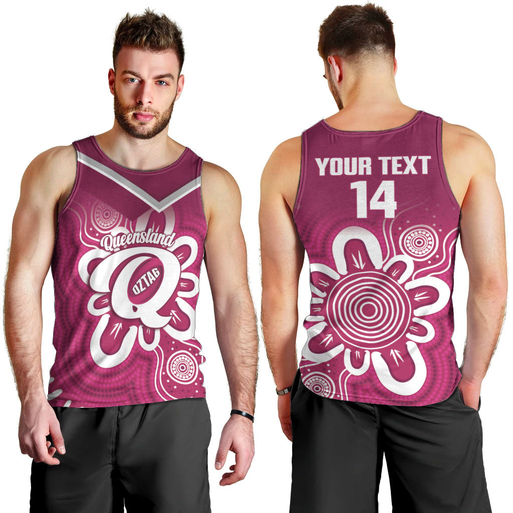 Queensland Oztag Custom Men Tank Top QLD Indigenous Art