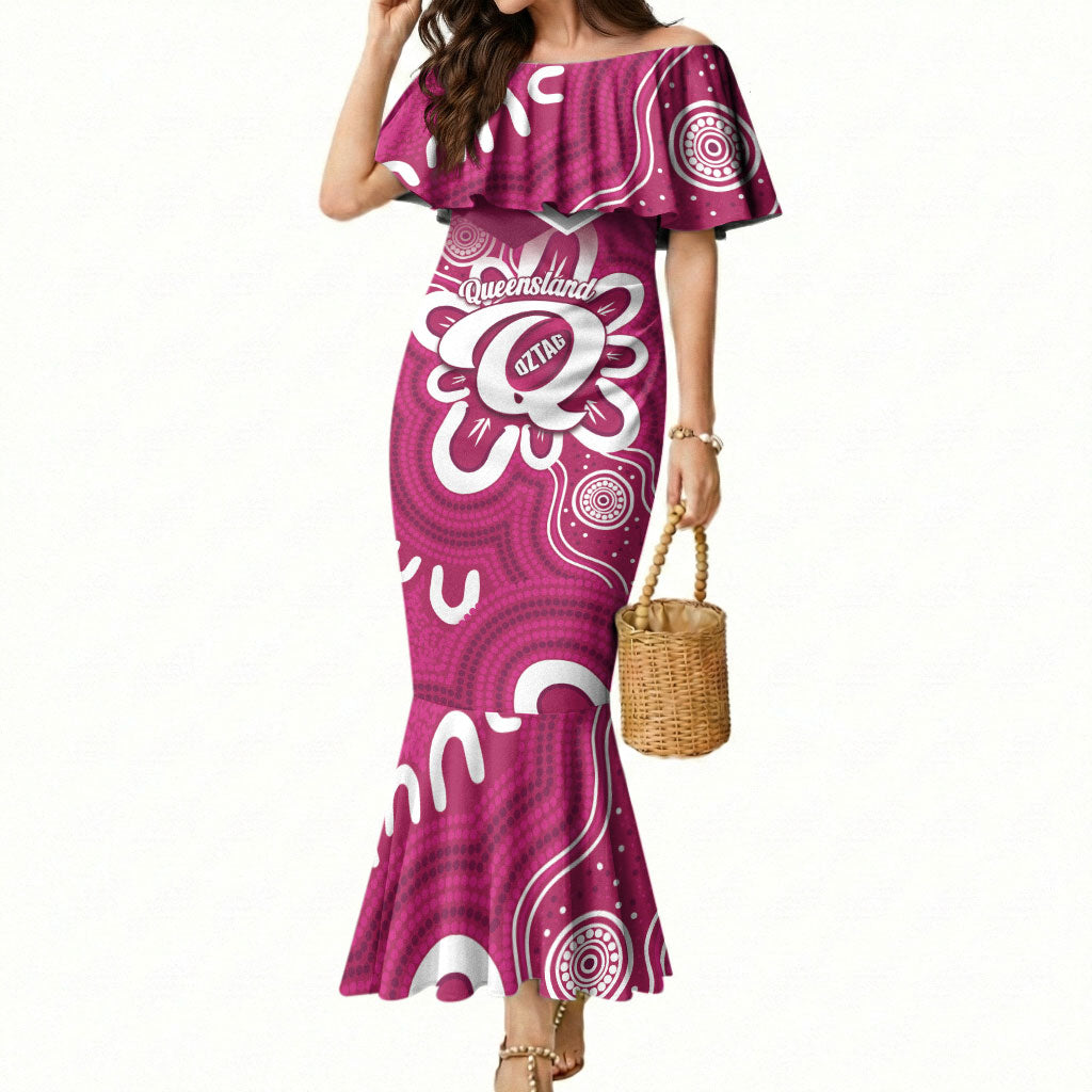 Queensland Oztag Custom Mermaid Dress QLD Indigenous Art
