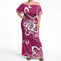 Queensland Oztag Custom Off Shoulder Maxi Dress QLD Indigenous Art