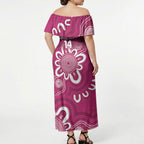 Queensland Oztag Custom Off Shoulder Maxi Dress QLD Indigenous Art