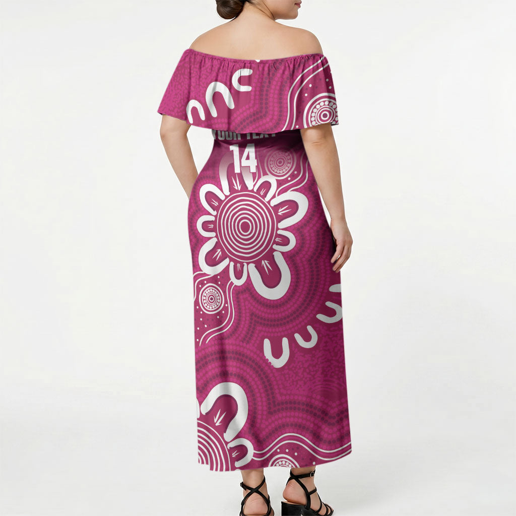 Queensland Oztag Custom Off Shoulder Maxi Dress QLD Indigenous Art