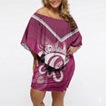 Queensland Oztag Custom Off Shoulder Short Dress QLD Indigenous Art