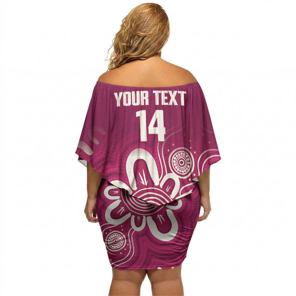 Queensland Oztag Custom Off Shoulder Short Dress QLD Indigenous Art