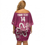 Queensland Oztag Custom Off Shoulder Short Dress QLD Indigenous Art