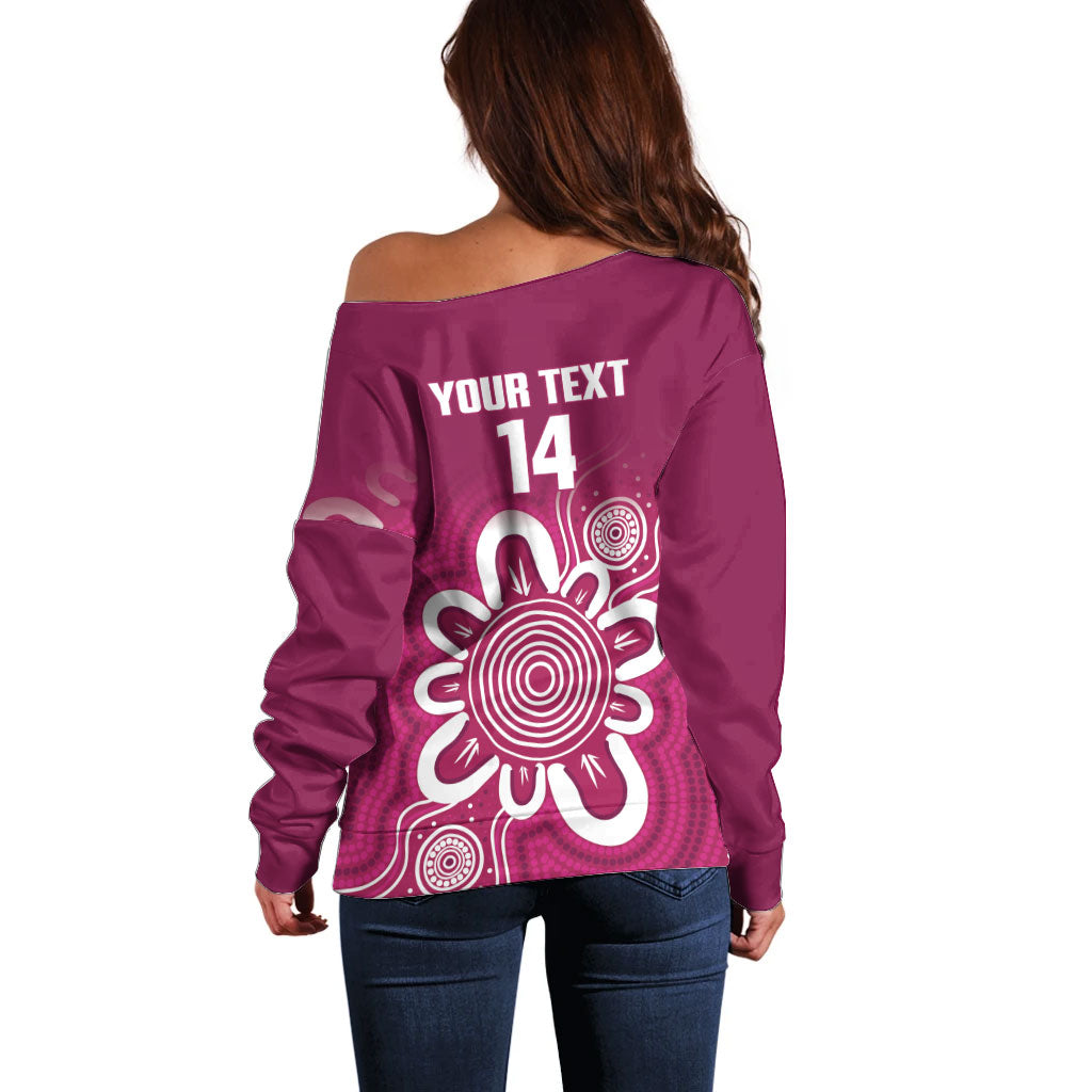 Queensland Oztag Custom Off Shoulder Sweater QLD Indigenous Art