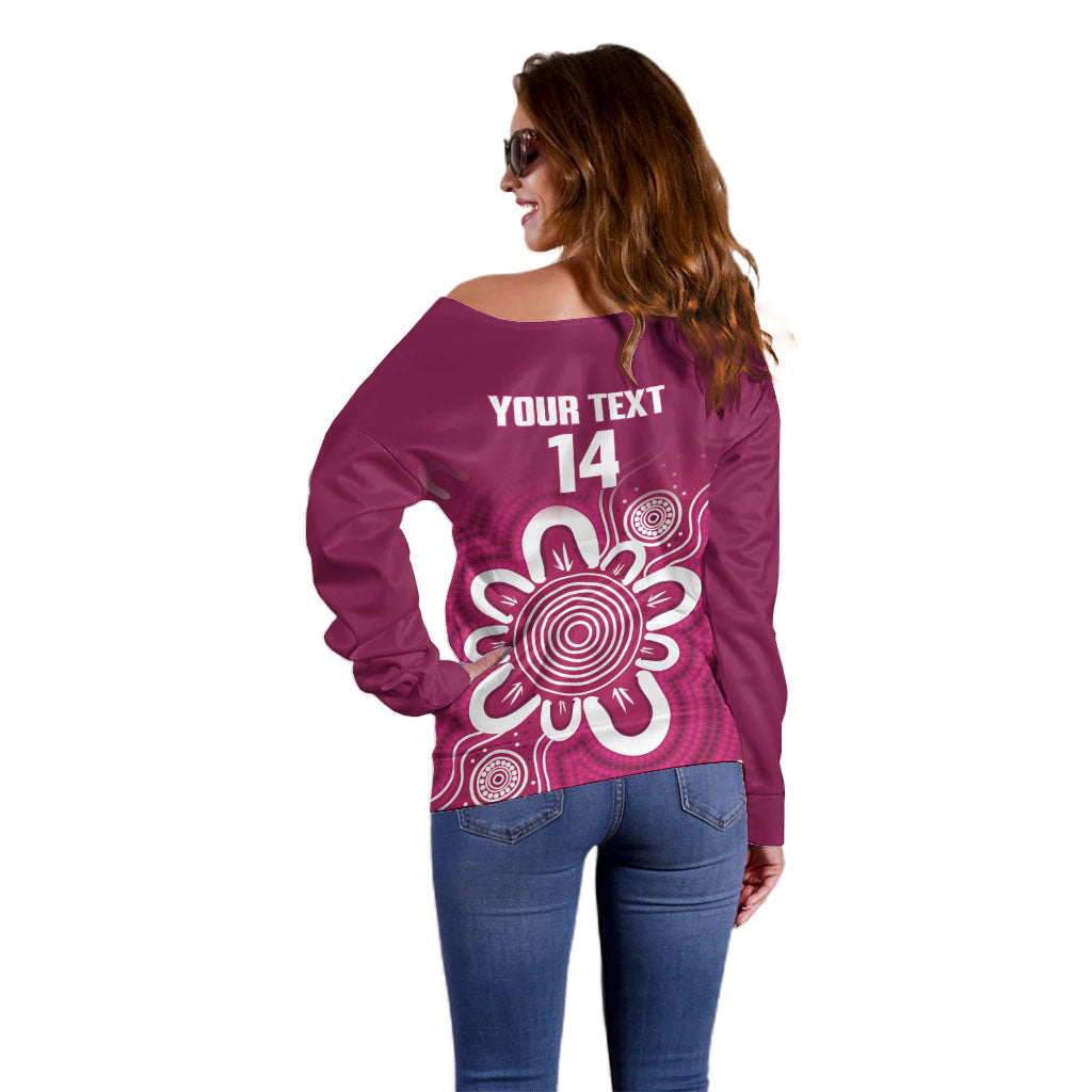 Queensland Oztag Custom Off Shoulder Sweater QLD Indigenous Art