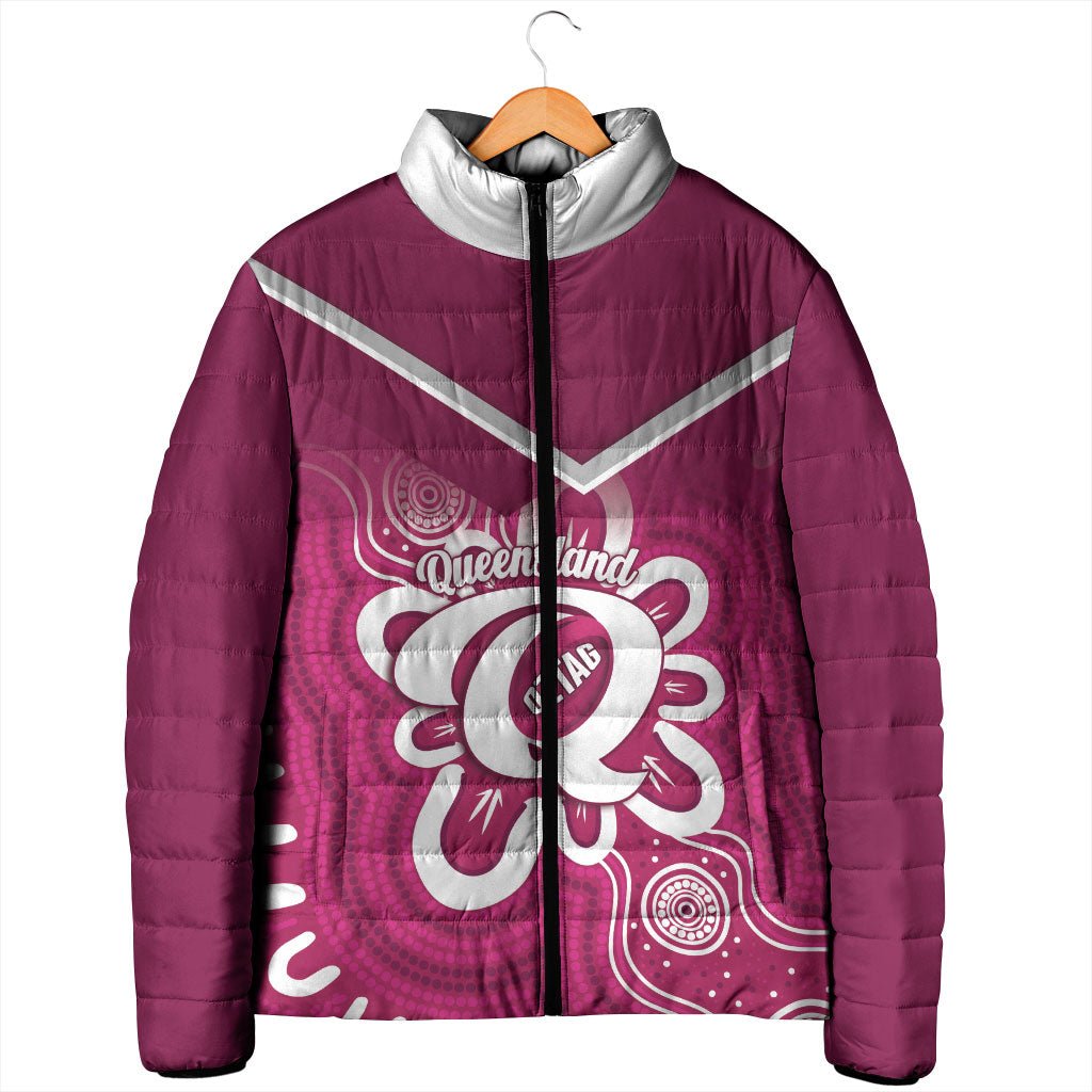 Queensland Oztag Custom Padded Jacket QLD Indigenous Art