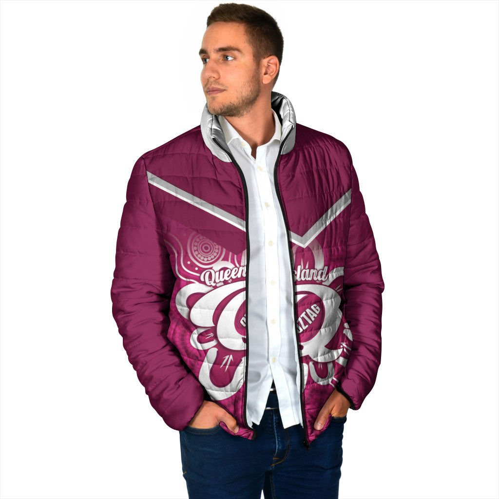 Queensland Oztag Custom Padded Jacket QLD Indigenous Art