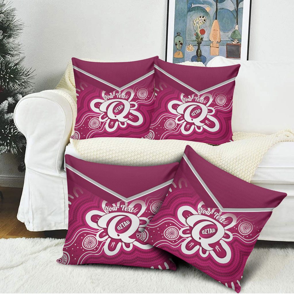 Queensland Oztag Custom Pillow Cover QLD Indigenous Art