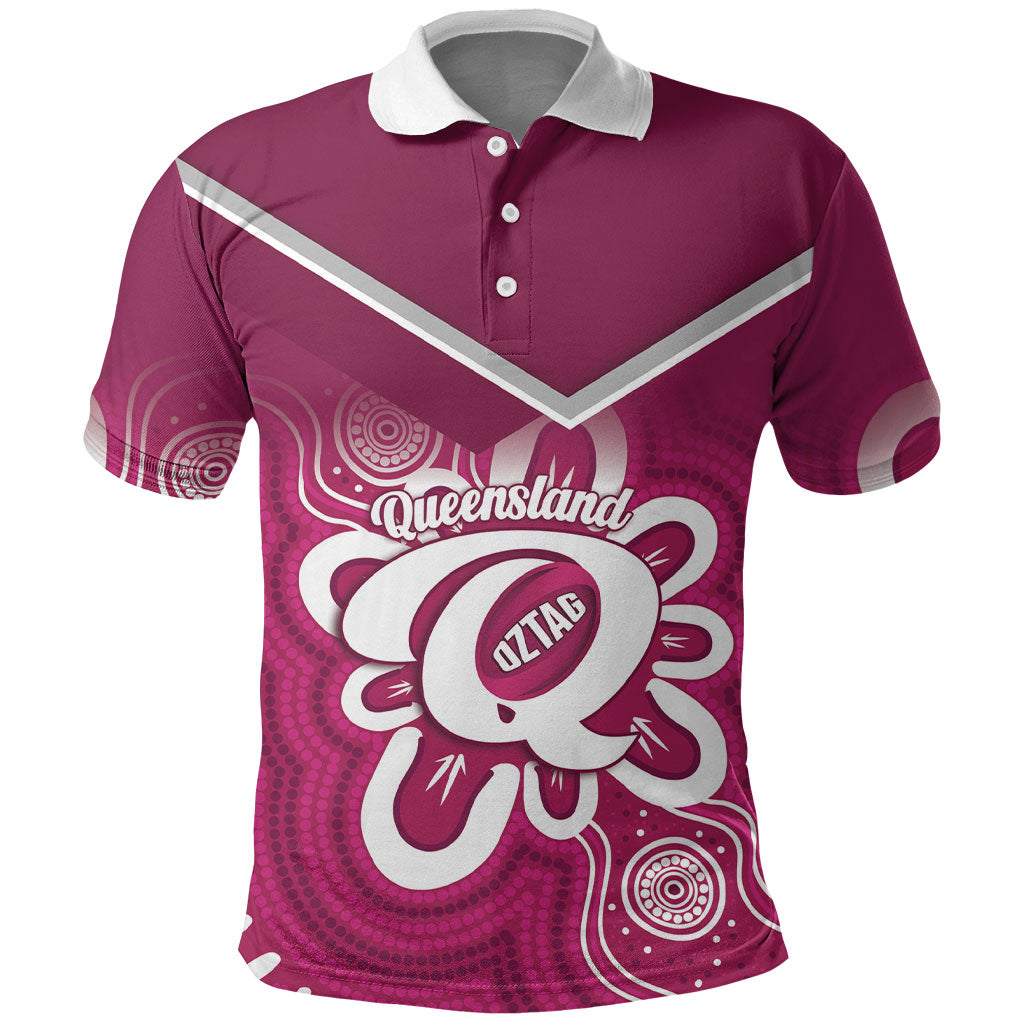 Queensland Oztag Custom Polo Shirt QLD Indigenous Art