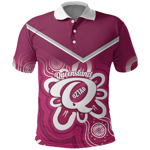 Queensland Oztag Custom Polo Shirt QLD Indigenous Art