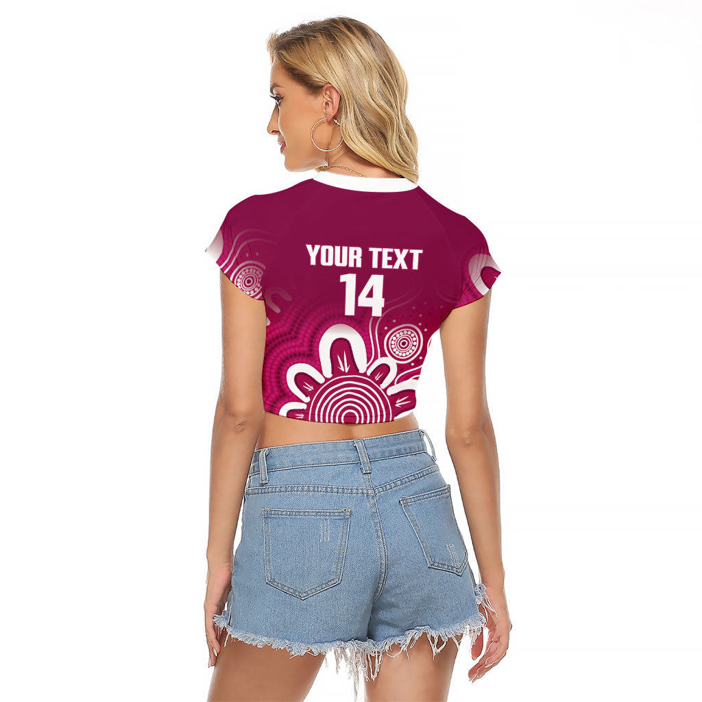 Queensland Oztag Custom Raglan Cropped T Shirt QLD Indigenous Art