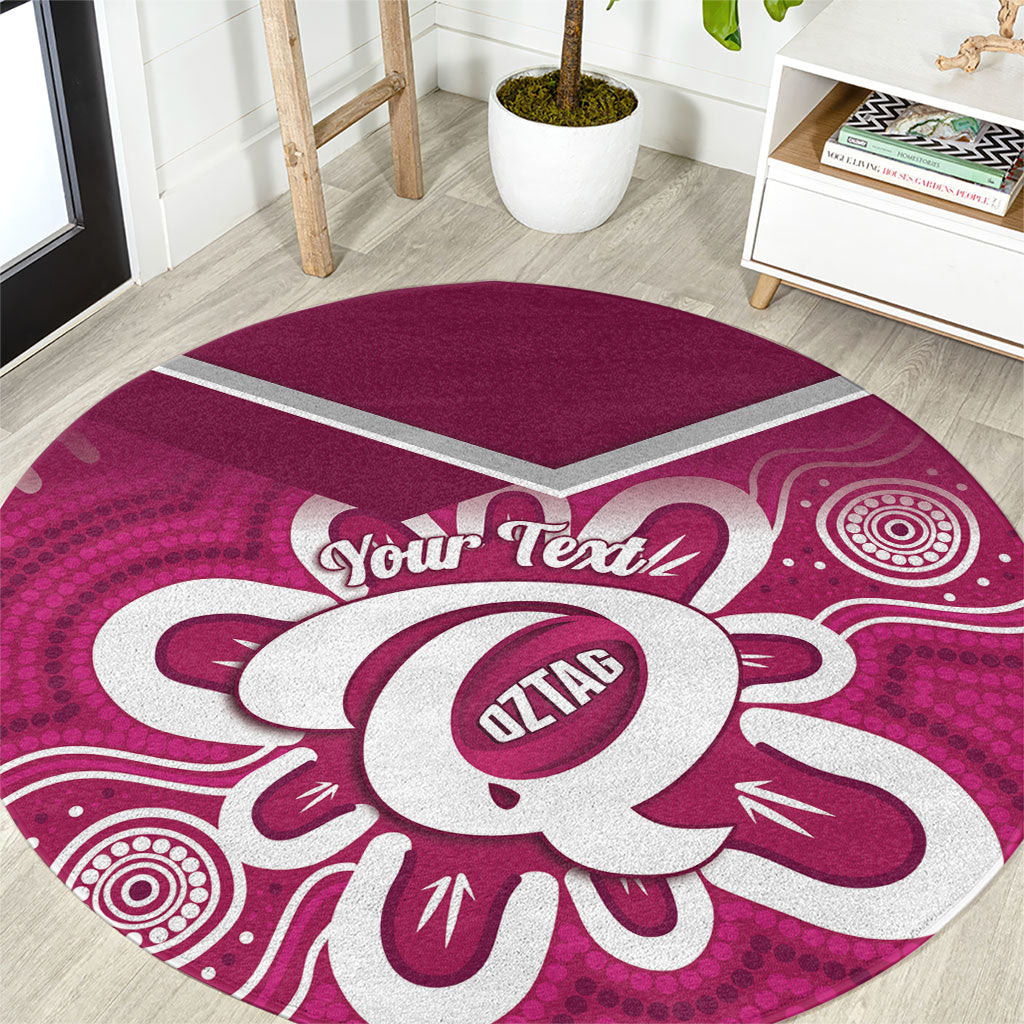 Queensland Oztag Custom Round Carpet QLD Indigenous Art