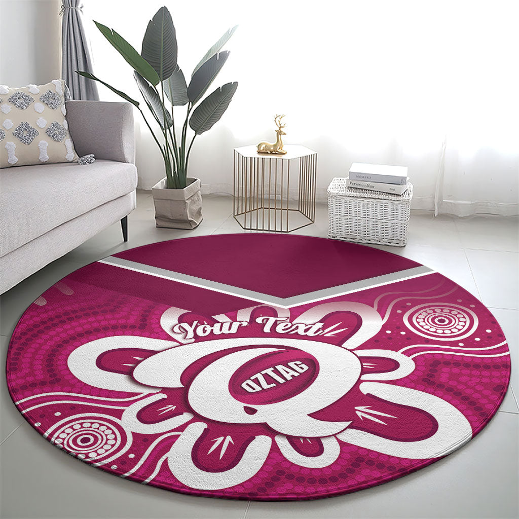 Queensland Oztag Custom Round Carpet QLD Indigenous Art