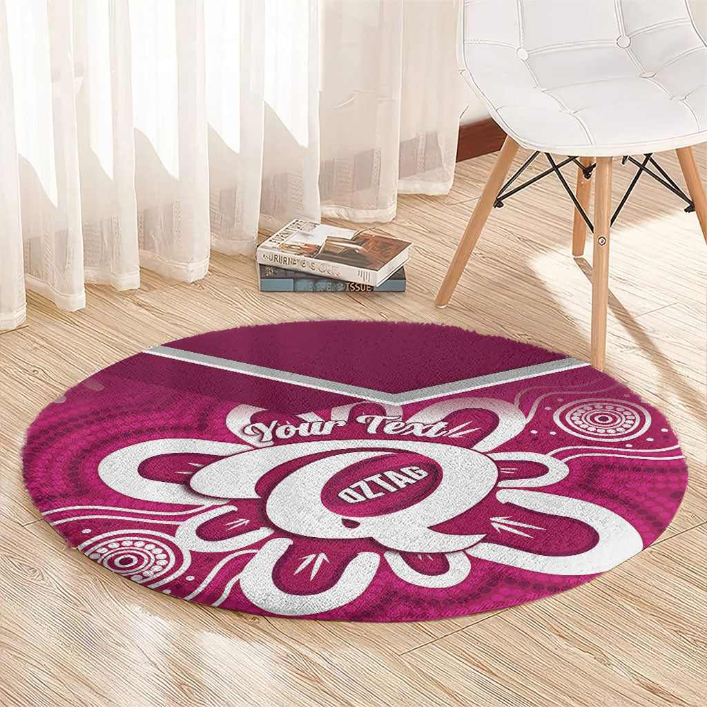 Queensland Oztag Custom Round Carpet QLD Indigenous Art