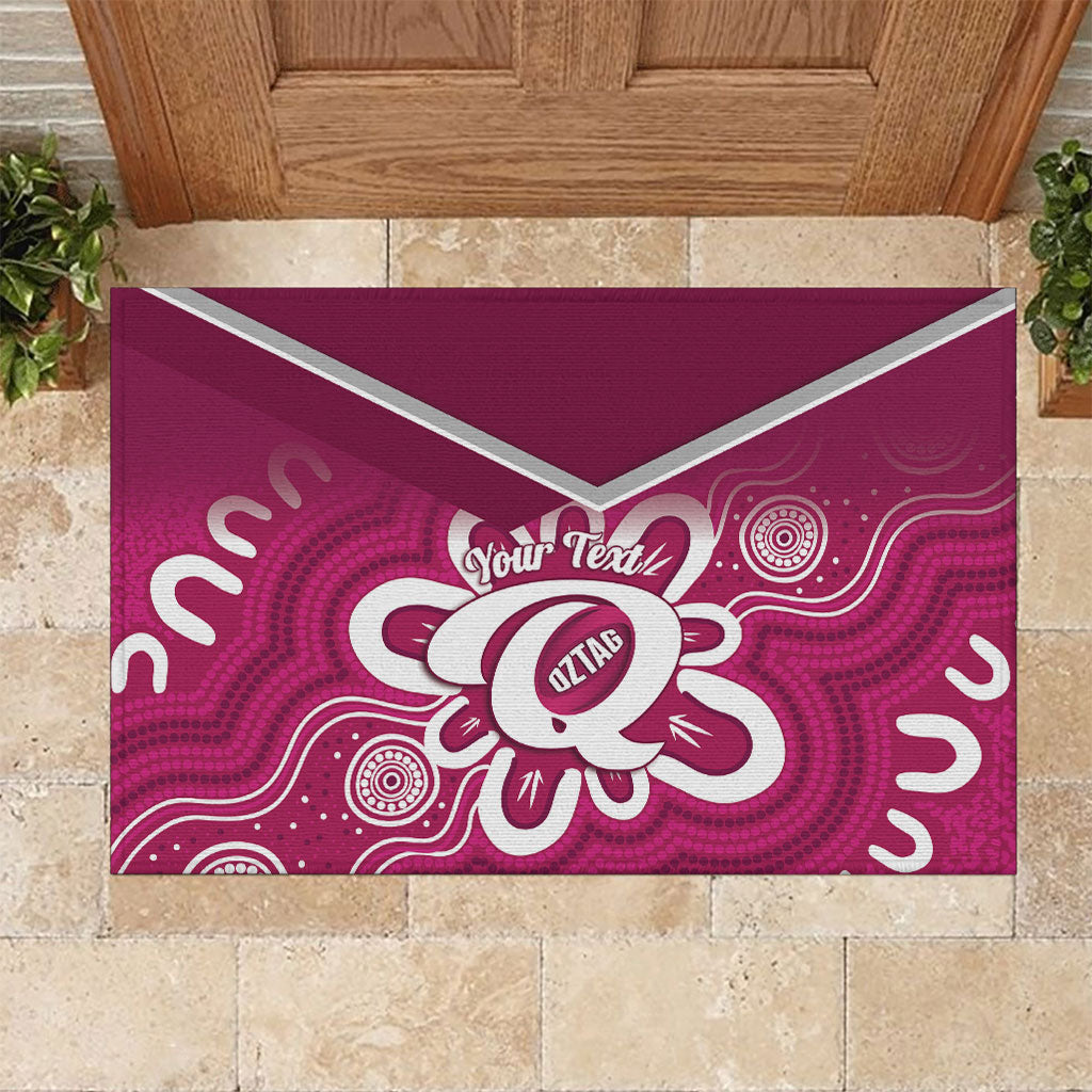 Queensland Oztag Custom Rubber Doormat QLD Indigenous Art