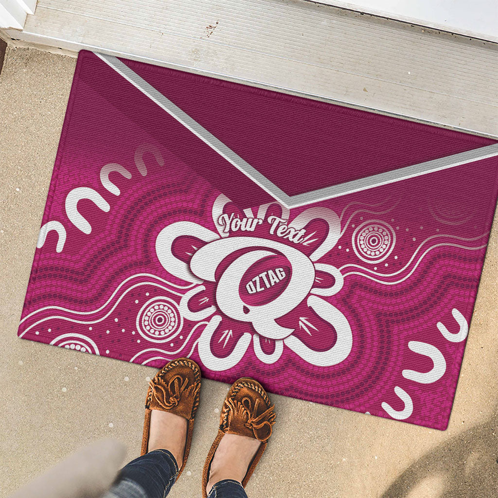 Queensland Oztag Custom Rubber Doormat QLD Indigenous Art
