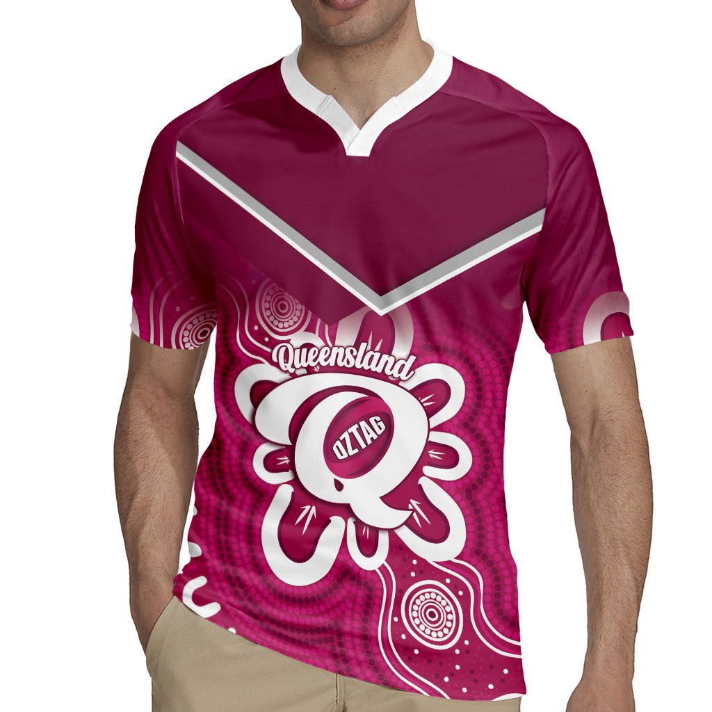 Queensland Oztag Custom Rugby Jersey QLD Indigenous Art