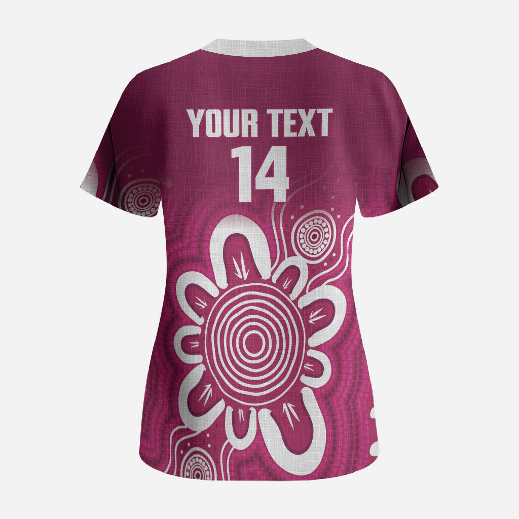 Queensland Oztag Custom Scrub Top QLD Indigenous Art
