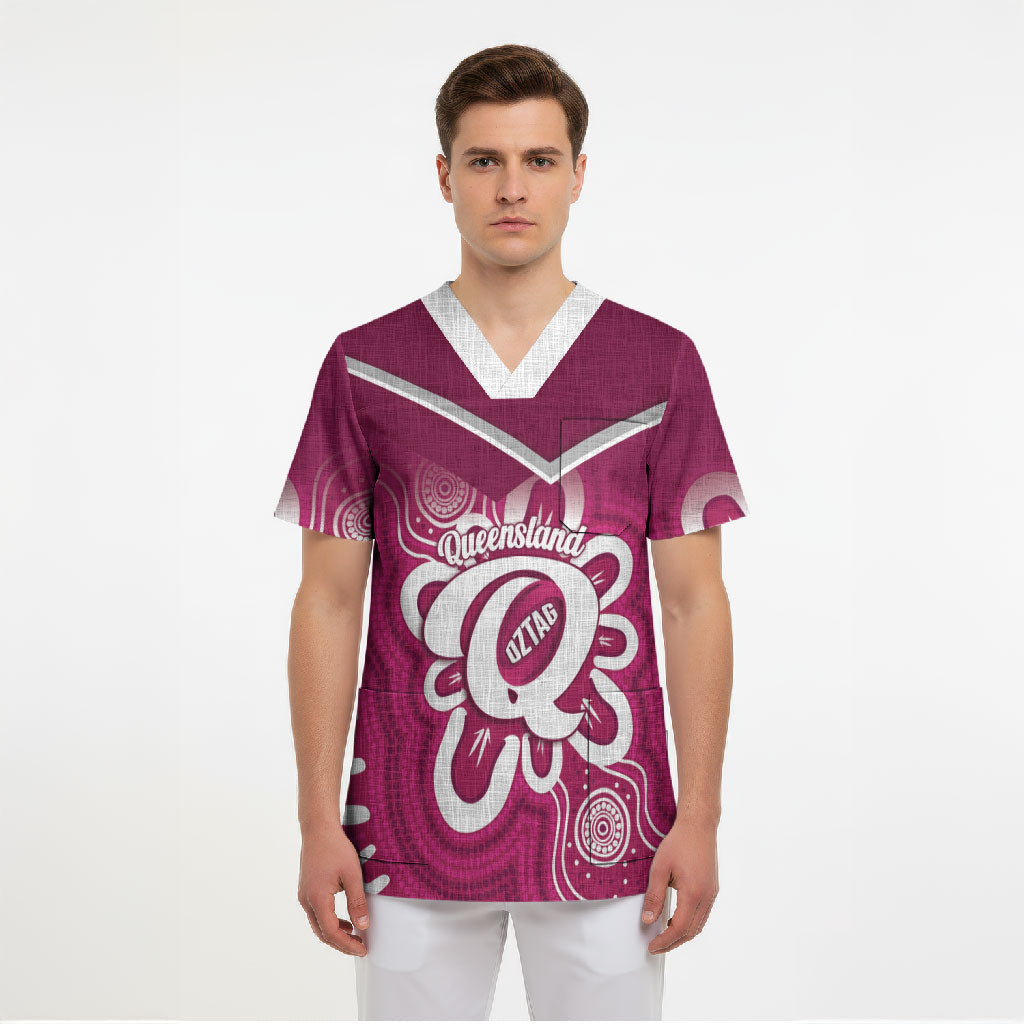 Queensland Oztag Custom Scrub Top QLD Indigenous Art