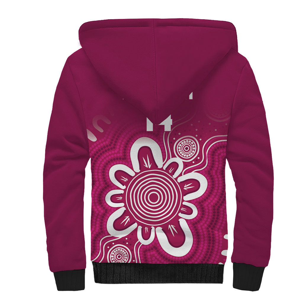 Queensland Oztag Custom Sherpa Hoodie QLD Indigenous Art