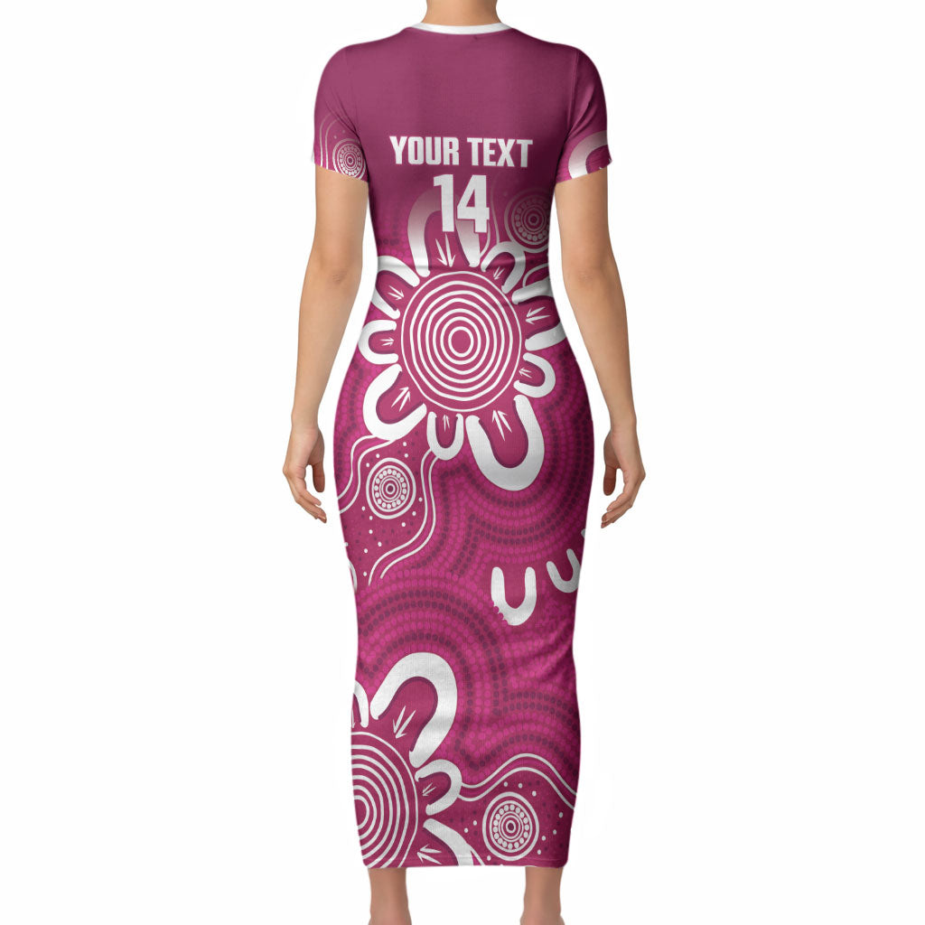 Queensland Oztag Custom Short Sleeve Bodycon Dress QLD Indigenous Art